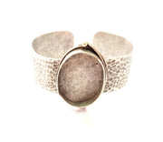 Silver Bracelet Blanks Bangle Blanks Cuff Blanks Adjustable Hammered Bracelet Blank Antique Silver Plated Brass ( 30x22mm Blanks ) G8343