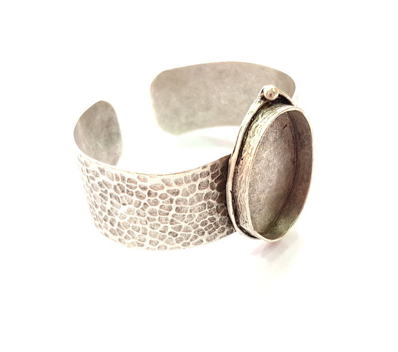 Silver Bracelet Blanks Bangle Blanks Cuff Blanks Adjustable Hammered Bracelet Blank Antique Silver Plated Brass ( 30x22mm Blanks ) G8343