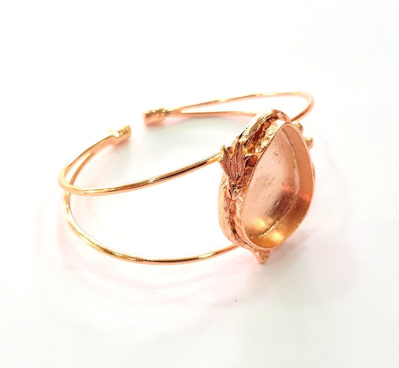 Rose Gold Bracelet Blanks Bangle Blanks Cuff Blanks Adjustable Bracelet Blank Rose Gold Plated Brass (25x18mm Blanks ) G12787