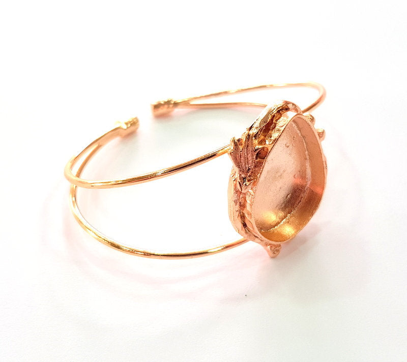 Rose Gold Bracelet Blanks Bangle Blanks Cuff Blanks Adjustable Bracelet Blank Rose Gold Plated Brass (25x18mm Blanks ) G12787