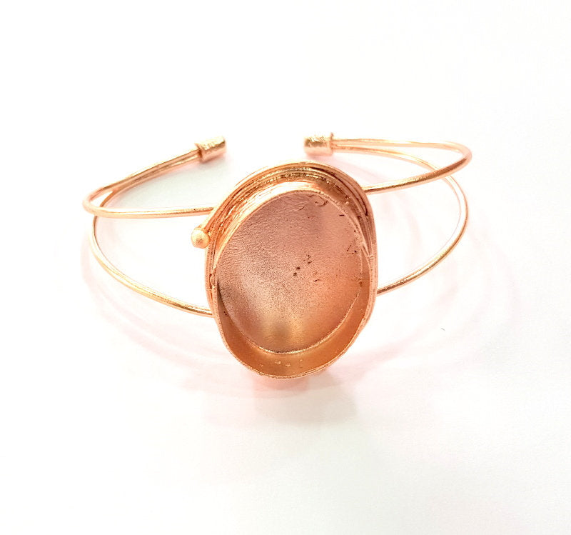 Rose Gold Bracelet Blanks Bangle Blanks Cuff Blanks Adjustable Bracelet Blank Rose Gold Plated Brass (30x22mm Blanks ) G12791