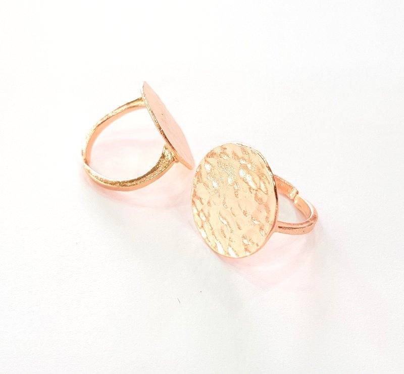 Rose Gold Ring Blank Setting Base Bezel Settings Cabochon Base Mountings Adjustable (20 mm blank) G12793
