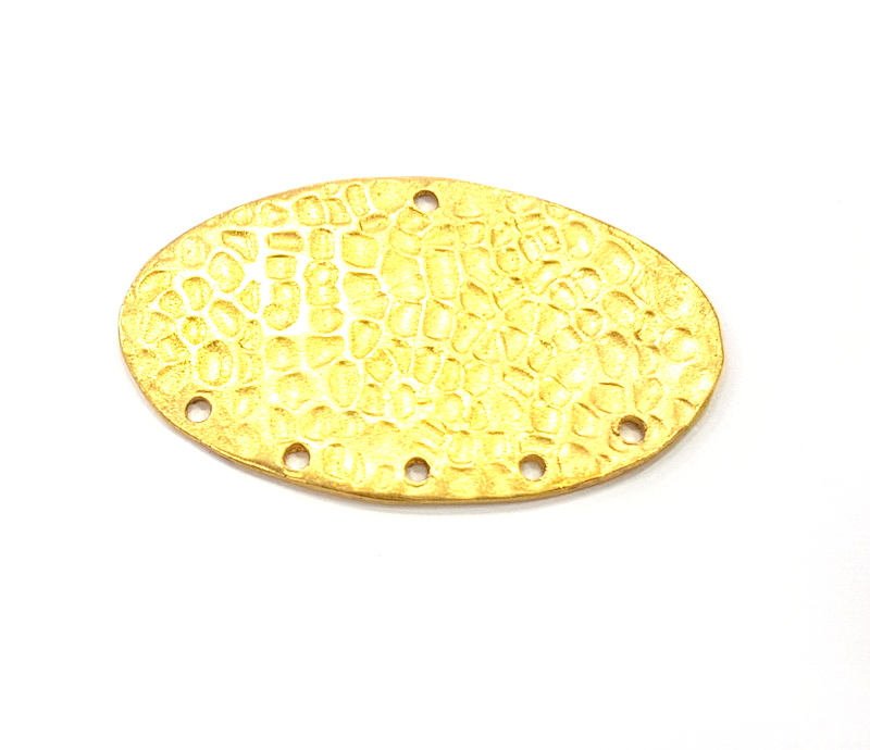 Raw Brass Hammered Connector Charms 37x22mm  G11920