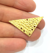 2 Raw Brass Hammered Connector Charms 36x19mm  G11922