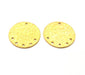 2 Raw Brass Hammered Connector Charms 21mm  G11923
