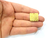 2 Raw Brass Hammered Connector Charms 21mm  G11924