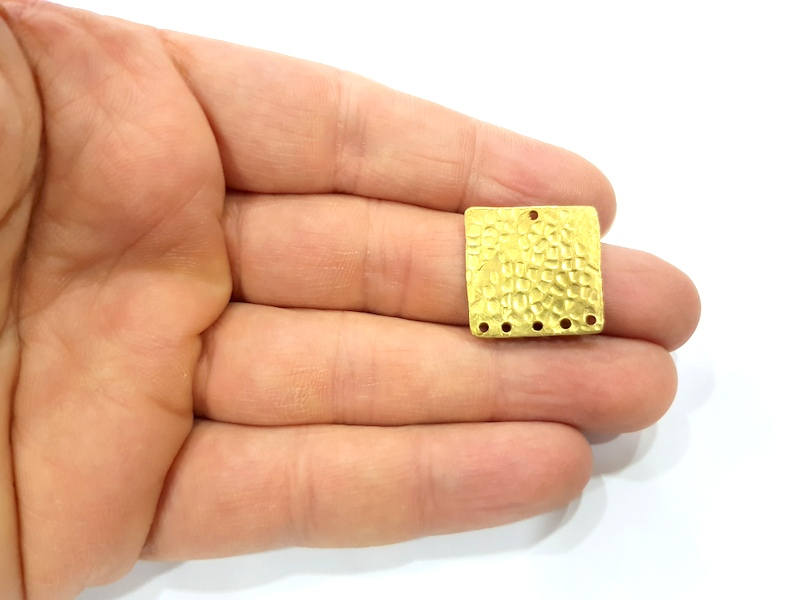 2 Raw Brass Hammered Connector Charms 21mm  G11924