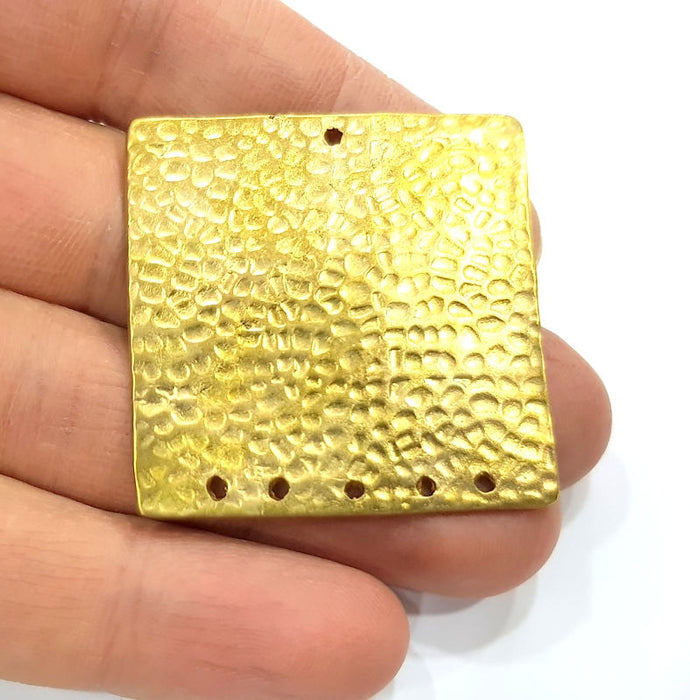 Raw Brass Hammered Connector Charms 40mm  G11926