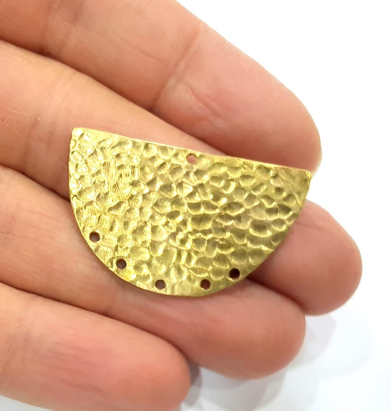 Raw Brass Hammered Connector Charms 36x23mm  G11928