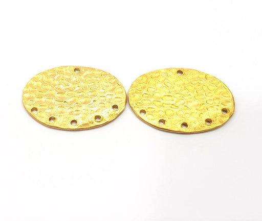 2 Raw Brass Hammered Connector Charms 26x19mm  G11931