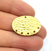 2 Raw Brass Hammered Connector Charms 26x19mm  G11931