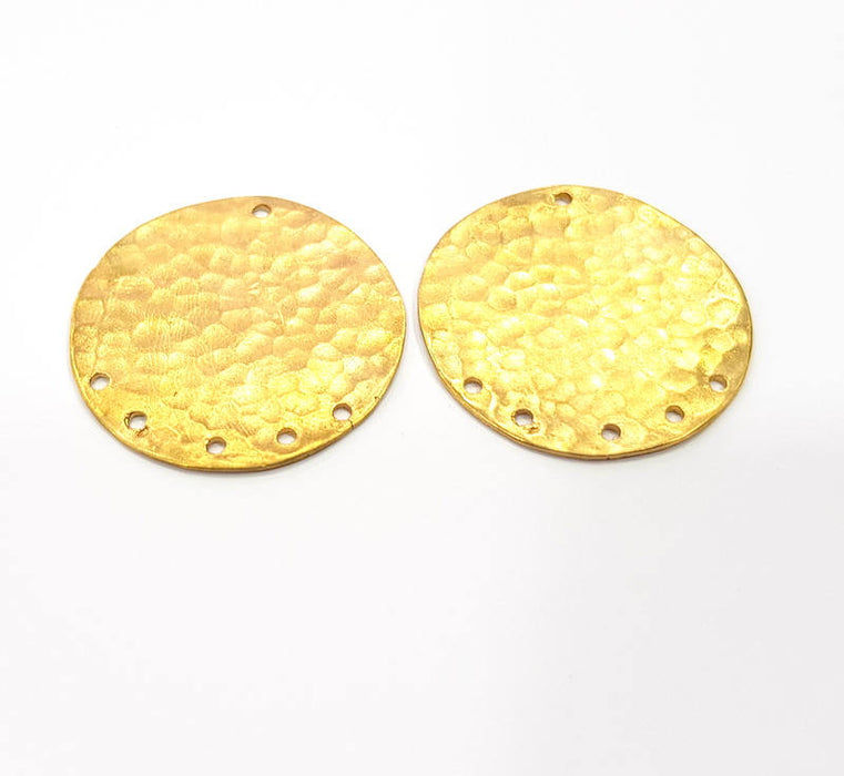 Raw Brass Hammered Connector Charms 30mm  G11932