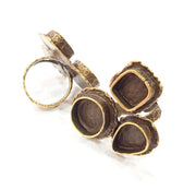 Antique Bronze Ring Blank Ring Setting inlay Blank Mosaic Bezel Base Cabochon Mountings (14+10+14x10mm ) Antique Bronze Plated Brass G11934