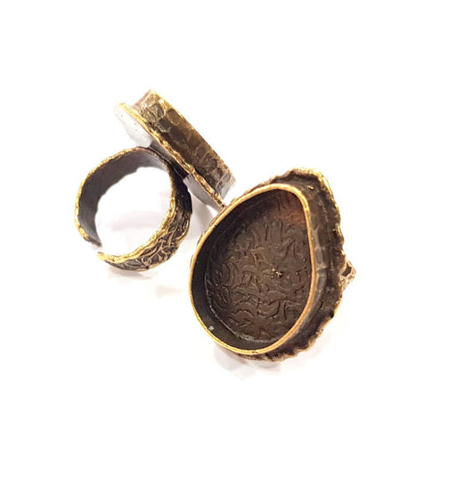 Antique Bronze Ring Blank Ring Setting inlay Blank Mosaic Bezel Base Cabochon Mountings ( 25x18 mm blank) Antique Bronze Plated Brass G11937