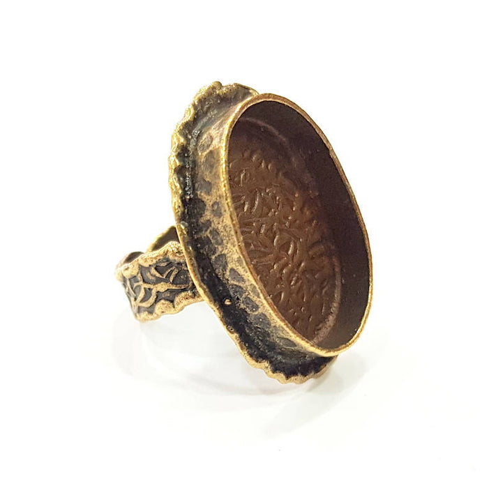 Antique Bronze Ring Blank Ring Setting inlay Blank Mosaic Bezel Base Cabochon Mountings ( 24x17 mm blank) Antique Bronze Plated Brass G11938