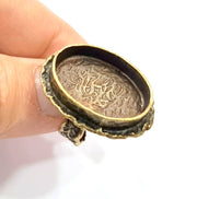 Antique Bronze Ring Blank Ring Setting inlay Blank Mosaic Bezel Base Cabochon Mountings ( 24x17 mm blank) Antique Bronze Plated Brass G11938