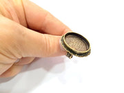 Antique Bronze Ring Blank Ring Setting inlay Blank Mosaic Bezel Base Cabochon Mountings ( 24x17 mm blank) Antique Bronze Plated Brass G11938
