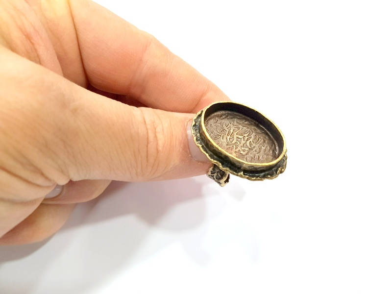 Antique Bronze Ring Blank Ring Setting inlay Blank Mosaic Bezel Base Cabochon Mountings ( 24x17 mm blank) Antique Bronze Plated Brass G11938