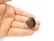Antique Bronze Ring Blank Ring Setting inlay Blank Mosaic Bezel Base Cabochon Mountings ( 24x17 mm blank) Antique Bronze Plated Brass G11938