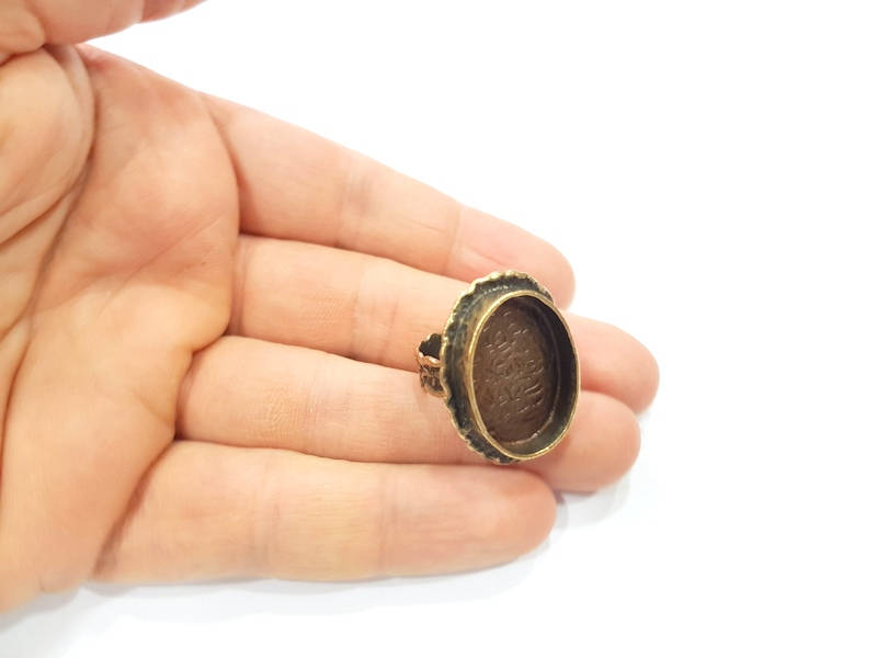 Antique Bronze Ring Blank Ring Setting inlay Blank Mosaic Bezel Base Cabochon Mountings ( 24x17 mm blank) Antique Bronze Plated Brass G11938