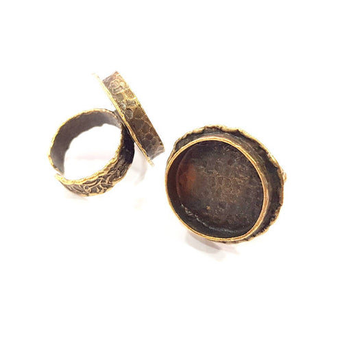 Antique Bronze Ring Blank Ring Setting inlay Blank Mosaic Bezel Base Cabochon Mountings ( 20 mm blank) Antique Bronze Plated Brass G11940
