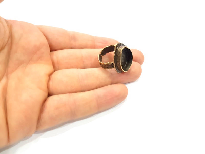 Antique Bronze Ring Blank Ring Setting inlay Blank Mosaic Bezel Base Cabochon Mountings ( 20x15 mm blank) Antique Bronze Plated Brass G11941