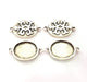 4 Silver Connector Pendant Blank Bezel Base Setting inlay Blank Earring Base Resin Mountings Antique Silver Plated (20x15 mm blank)  G11969