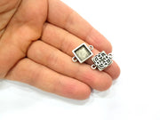 20 Pcs Silver Connector Pendant Blank Bezel Base Setting inlay Blank Earring Base Resin Mountings Antique Silver Plated(10 mm blank)  G11975