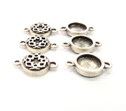 6 Silver Connector Pendant Blank Bezel Base Setting inlay Blank Earring Base Resin Mountings Antique Silver Plated (10 mm blank)  G11976