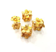 4 Raw Brass Flower Rondelle 10x8 mm G11986
