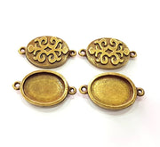 4 Antique Bronze Connector Pendant Blank inlay Blank Mosaic Blank Resin Blank Bezel Base Setting Mountings (20x15mm blank) G11992