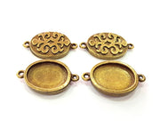 4 Antique Bronze Connector Pendant Blank inlay Blank Mosaic Blank Resin Blank Bezel Base Setting Mountings (20x15mm blank) G11992