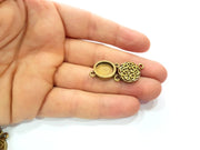 6 Antique Bronze Connector Pendant Blank inlay Blank Mosaic Blank Resin Blank Bezel Base Setting Mountings (12mm blank) G11993