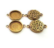 4 Antique Bronze Connector Pendant Blank inlay Blank Mosaic Blank Resin Blank Bezel Base Setting Mountings (16mm blank) G11995