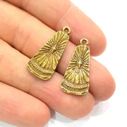 8 Antique Bronze Charm Antique Bronze Plated Metal  (28x12mm) G11997