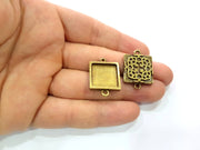 4 Antique Bronze Connector Pendant Blank inlay Blank Mosaic Blank Resin Blank Bezel Base Setting Mountings (16mm blank) G11998