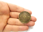 2 Antique Bronze Pendant Antique Bronze Plated Metal ( 36mm) G11999