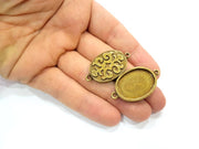 4 Antique Bronze Connector Pendant Blank inlay Blank Mosaic Blank Resin Blank Bezel Base Setting Mountings (25x18mm blank) G12001