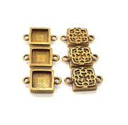 6 Antique Bronze Connector Pendant Blank inlay Blank Mosaic Blank Resin Blank Bezel Base Setting Mountings (10mm blank) G12002