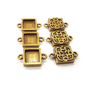 6 Antique Bronze Connector Pendant Blank inlay Blank Mosaic Blank Resin Blank Bezel Base Setting Mountings (10mm blank) G12002