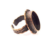 Copper Ring Settings inlay Ring Blank Mosaic Ring Bezel Base Cabochon Mountings (20x15 mm blank ) Antique Copper Plated Brass G12021