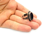 Copper Ring Settings inlay Ring Blank Mosaic Ring Bezel Base Cabochon Mountings (20x15 mm blank ) Antique Copper Plated Brass G12021