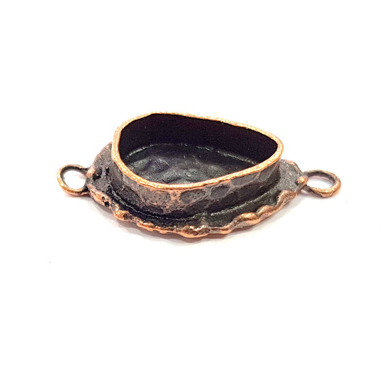 Antique Copper Connector Pendant Blank Mosaic Base Blank inlay Necklace Blank Resin Blank Mountings Copper Plated Brass (14x10mm ) G12033