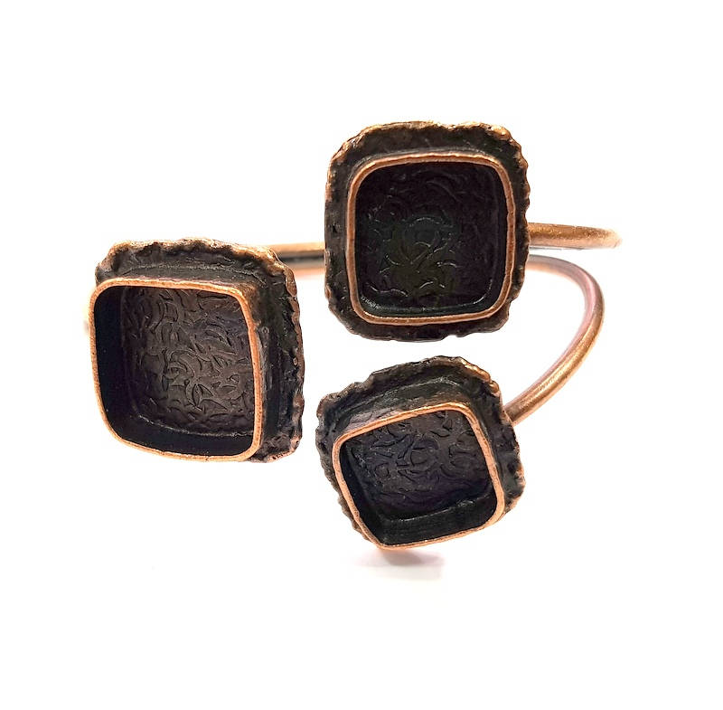 Copper Bracelet Blanks Bangle Blanks Cuff Blanks Adjustable Bracelet Blank Antique Copper Plated Brass (18mm+14mm Blanks ) G12032