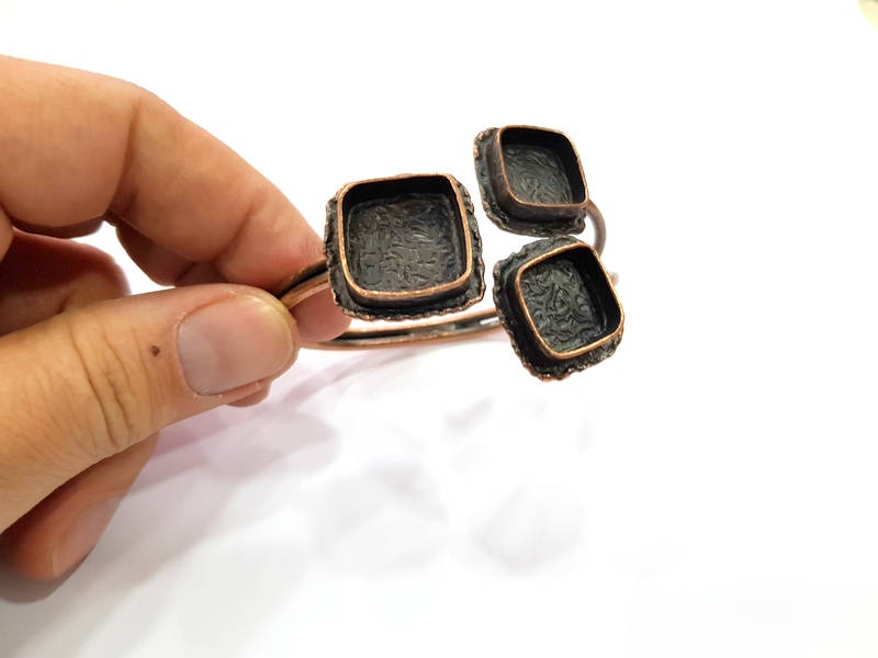 Copper Bracelet Blanks Bangle Blanks Cuff Blanks Adjustable Bracelet Blank Antique Copper Plated Brass (18mm+14mm Blanks ) G12032