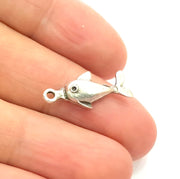 20 Fish Charm Silver Charms Antique Silver Plated Metal (23x10mm) G12810