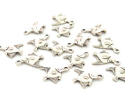 10 Fish Charm Silver Charms Antique Silver Plated Metal (19x12mm) G12811