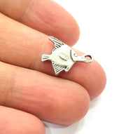 10 Fish Charm Silver Charms Antique Silver Plated Metal (19x12mm) G12811