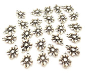 10 Flower Charm Silver Charms Antique Silver Plated Metal (17x13mm) G12816