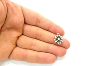 10 Flower Charm Silver Charms Antique Silver Plated Metal (17x13mm) G12816